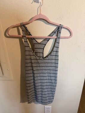 lululemon athletica Gray and Black Striped Racerback Tank